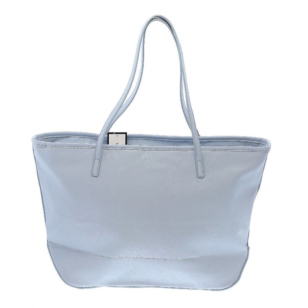 NWT Nine West It Girl Dust Blue Floral Silver Cut Out Accents Tote Bag - Picture 2 of 12